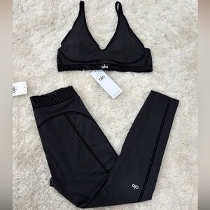 ALO Yoga Black Sports Bra and Leggings Set